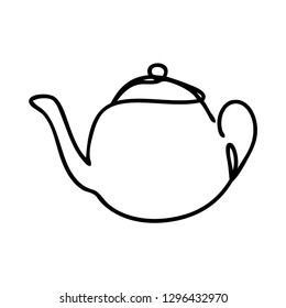 Continuous line, drawing, teapot, coffee, icon, vector illustration