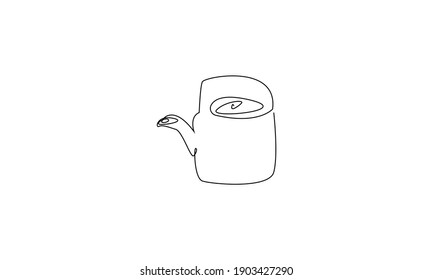 continuous line drawing of the teapot kitchen appliance.