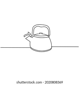 Continuous line drawing of teapot, object one line, single line art, vector illustration