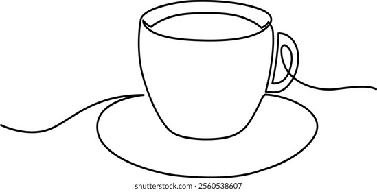 Continuous line drawing of teapot. Vintage kettle with handle isolated image on white background hand drawn line art minimalist design. Coffee break, tea time concept. Vector illustration.