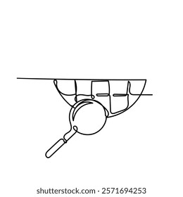 continuous line drawing teeth zoom with magnifying glass