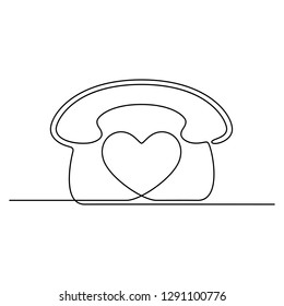 Continuous line drawing. Telephone with heart instead dial disk. Black isolated on white background. Hand drawn vector illustration. 