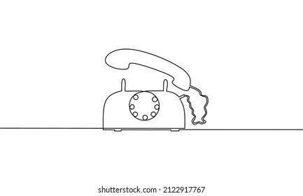 Dibujo continuo de línea de teléfono, negocios de iconos de tecnología, objeto de una línea, arte de una sola línea, ilustración vectorial