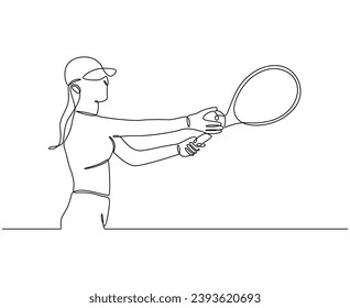 Continuous line drawing of a tennis player