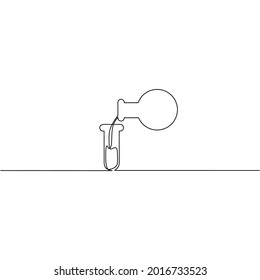 Continuous line drawing of test tube, two design, object one line, single line art, vector illustration