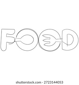 continuous line drawing Text Illustration of the 'FOOD'  