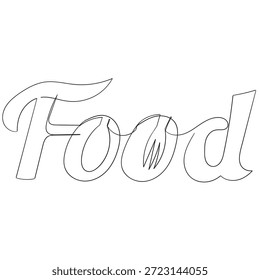 continuous line drawing Text Illustration of the 'FOOD'  