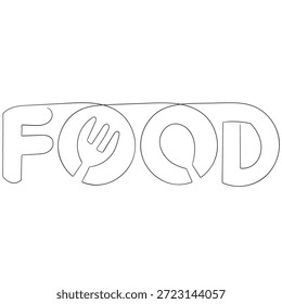 continuous line drawing Text Illustration of the 'FOOD'  
