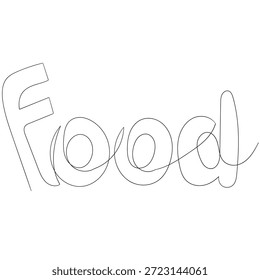 continuous line drawing Text Illustration of the 'FOOD'  