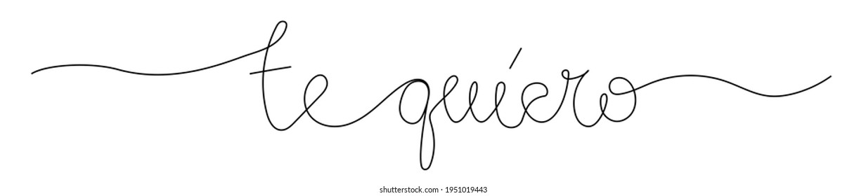 Texto continuo de dibujo de línea - te quiero - te amo en español. Grabado vectorial minimalista aislado en fondo blanco para pancarta, afiche y camiseta.