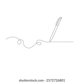 continuous line drawing of thin strokes of pen writing waves,white background, Pencil symbol of learning concept in simple style. Contour icon. Scribble vector