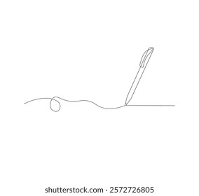 continuous line drawing of thin strokes of pen writing waves,white background, Pencil symbol of learning concept in simple style. Contour icon. Scribble vector