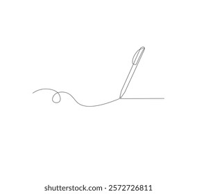 continuous line drawing of thin strokes of pen writing waves,white background, Pencil symbol of learning concept in simple style. Contour icon. Scribble vector