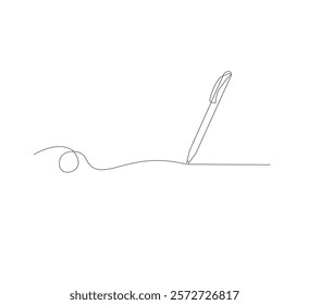 continuous line drawing of thin strokes of pen writing waves,white background, Pencil symbol of learning concept in simple style. Contour icon. Scribble vector