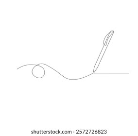 continuous line drawing of thin strokes of pen writing waves,white background, Pencil symbol of learning concept in simple style. Contour icon. Scribble vector