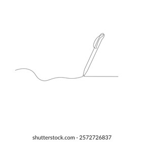 continuous line drawing of thin strokes of pen writing waves,white background, Pencil symbol of learning concept in simple style. Contour icon. Scribble vector