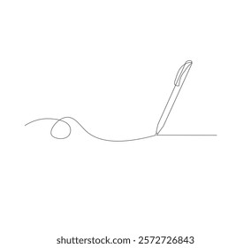 continuous line drawing of thin strokes of pen writing waves,white background, Pencil symbol of learning concept in simple style. Contour icon. Scribble vector