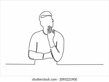 
continuous line drawing of thinking man