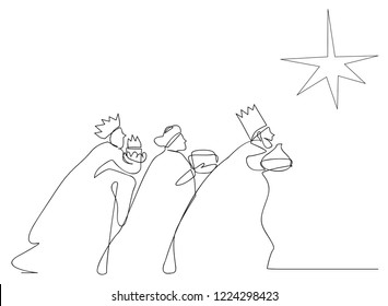 continuous line drawing of Three Kings Day