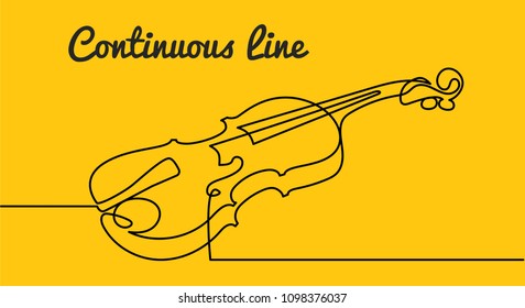 continuous line drawing of three-quarter violin vector. Musical instrument single line for decoration, design, invitation jazz festival, music shop.