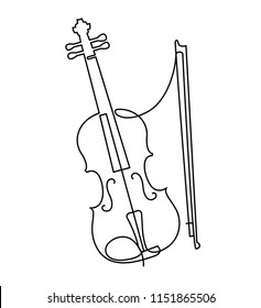 continuous line drawing of three-quarter violin vector. Musical instrument single line for decoration, design, invitation jazz festival, music shop.