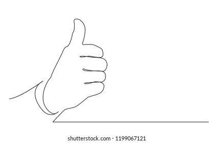 continuous line drawing of thumb up hand gesture