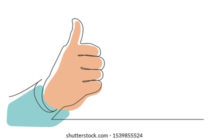 Continuous Line Drawing Of Thumb Up Hand Gesture