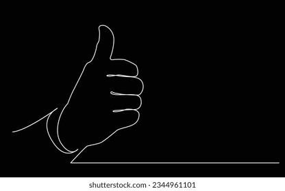 continuous line drawing of thumb up hand gesture