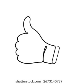Línea continua que dibuja el pulgar hacia arriba como Vector de la ilustración del símbolo