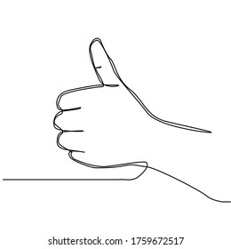 Continuous line drawing of thumb up. Good job - thumbs up isolated on white background