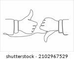 continuous line drawing thumbs up thumbs down vector illustration