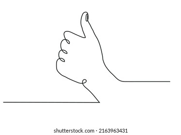 Dibujo continuo de líneas de los pulgares hacia arriba. Ilustración de una mano haciendo un pulgar hacia arriba.
