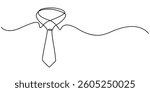 Continuous line drawing of a Tie, Bow tie one continuous line drawing. Abstract black and white minimal single line art style vector illustration, Tie outline for International Men