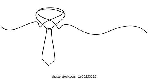 Continuous line drawing of a Tie, Bow tie one continuous line drawing. Abstract black and white minimal single line art style vector illustration, Tie outline for International Men's Day concept. 