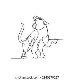 Continuous Line Drawing Tiger Wildlife Illustration