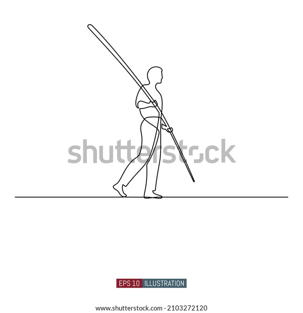 Continuous line drawing of Tightrope\
walker. Template for your design works. Vector\
illustration.