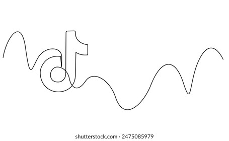 continuous line drawing of tiktok icon.one line drawing of social network icons.