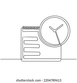 continuous line drawing a time calendar victor illustration art
