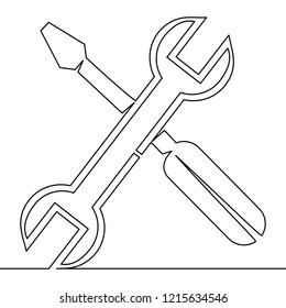 Continuous line drawing tools Template vector illustration concept