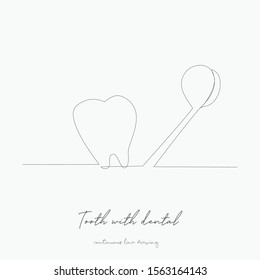 continuous line drawing. tooth with dental. simple vector illustration. tooth with dental concept hand drawing sketch line.