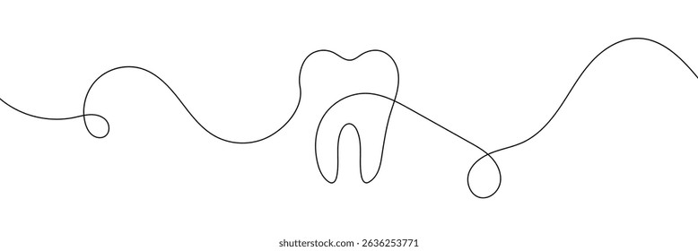 Continuous line drawing of tooth. Single line tooth icon . Vector Illustration . EPS 10 . 