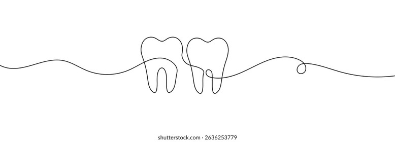 Continuous line drawing of tooth. Single line tooth icon . Vector Illustration . EPS 10 . 
