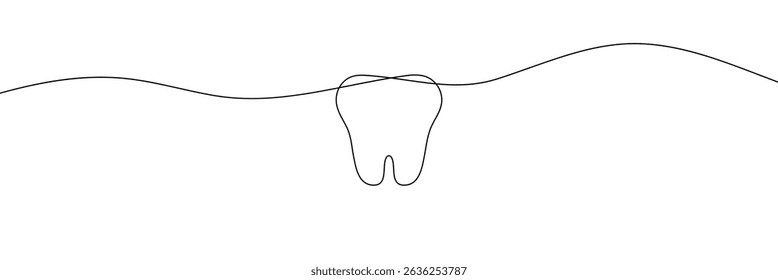 Continuous line drawing of tooth. Single line tooth icon . Vector Illustration . EPS 10 . 
