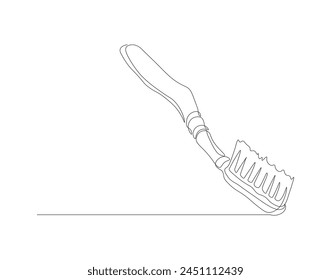 Continuous line drawing of toothbrush. One line of toothbrush. Dental care concept continuous line art. Editable outline

