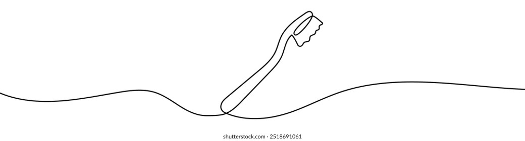Continuous line drawing of toothbrush. Single line drawing of a toothbrush. Line art toothbrush. Vector illustration.