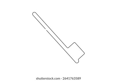 Continuous line drawing of toothbrush. Single line drawing of a toothbrush, one line drawing style, minimalist black outline vector illustration on white background.
