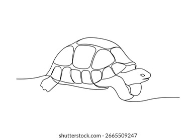 Linha contínua desenhando uma tartaruga caminhando em linha única animal de tartaruga