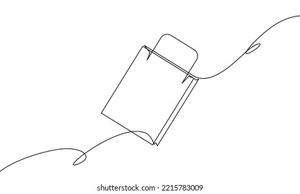 Continuous line drawing of tote bag, business icon outline, object one line, single line art, vector illustration