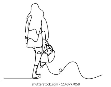 Continuous line drawing of tourists Travel Backpack Prepare tour departure Vector illustrations