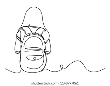 Continuous line drawing of tourists Travel Backpack Prepare tour departure Vector illustrations